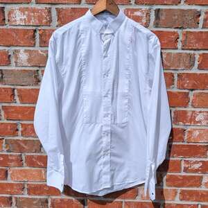 Berlioni Italy Tuxedo Shirt Mens L White Wing Collar Pleated Front Formal